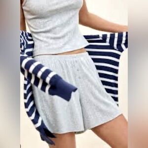 Aerie Off Duty Pointelle Boxers Medium Heather Gray High Waist Shorts